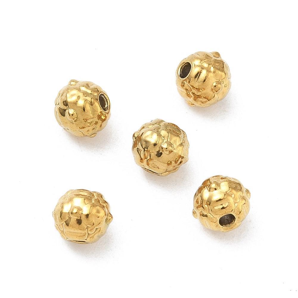 Kraal klaver RVS premium 18K goud 5,5mm - per stuk-Onderdelen-Kraaltjes van Renate