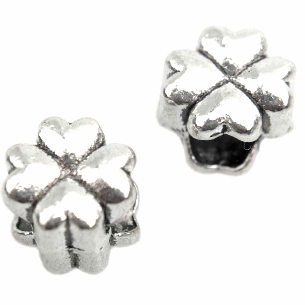 Kraal klaver groot gat Ø5mm Zilver 10x8mm-Kraaltjes van Renate