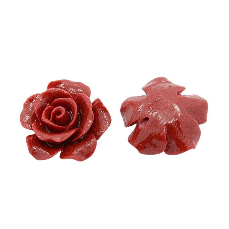 Kraal koraal roosje rood 14mm - per stuk-Kralen-Kraaltjes van Renate