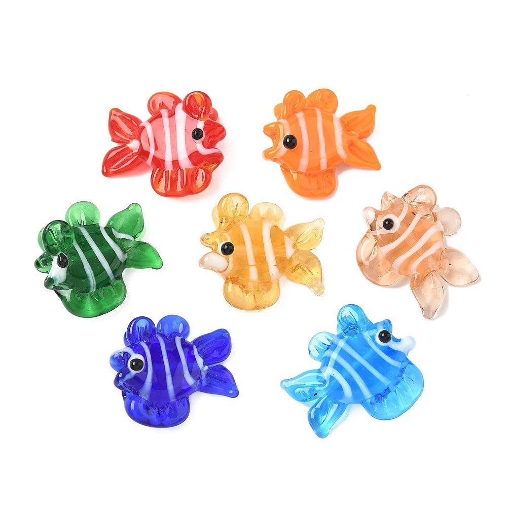 Kraal lampwork Vis Multicolor 20mm- per stuk-bedels-Kraaltjes van Renate