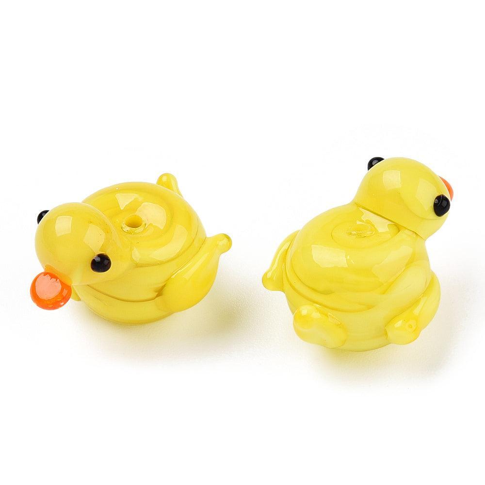 Kraal lampwork badeend geel 20mm- per stuk-bedels-Kraaltjes van Renate