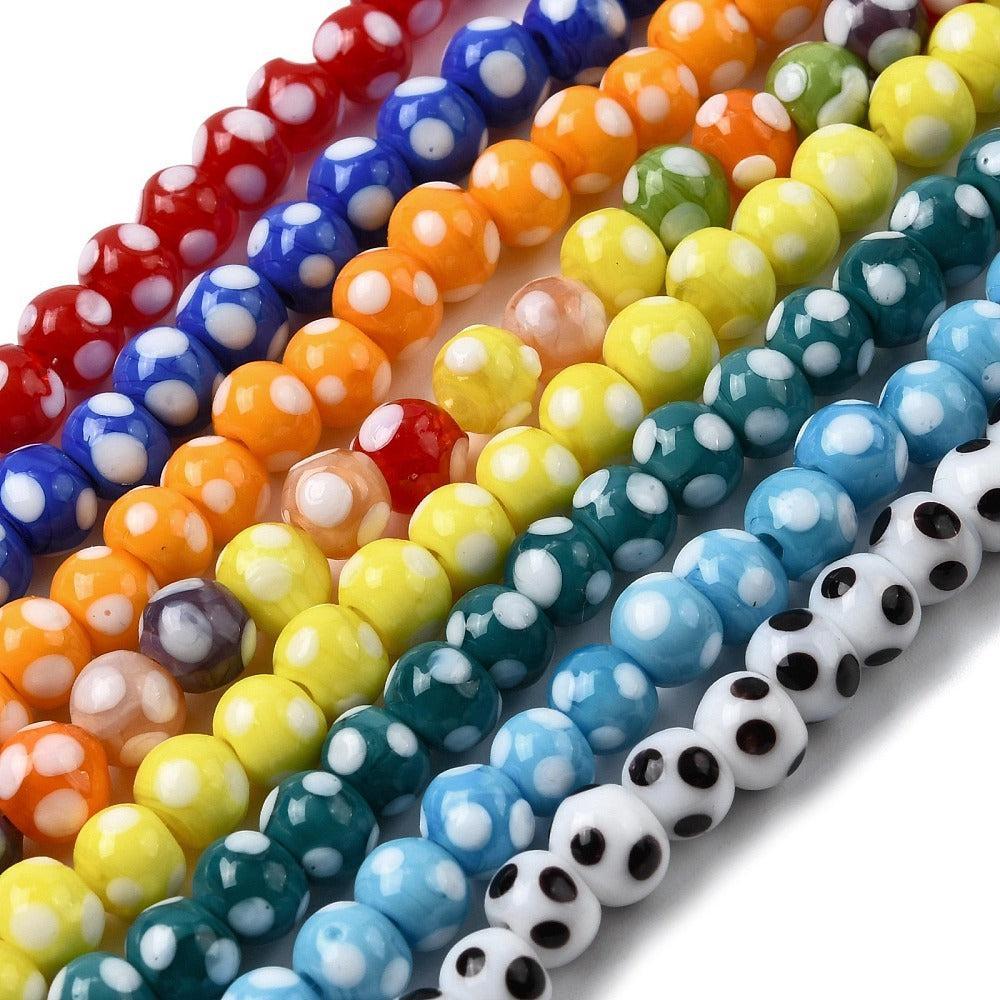 Kraal lampwork gekleurd dots 6,5mm - per stuk-Kralen-Kraaltjes van Renate