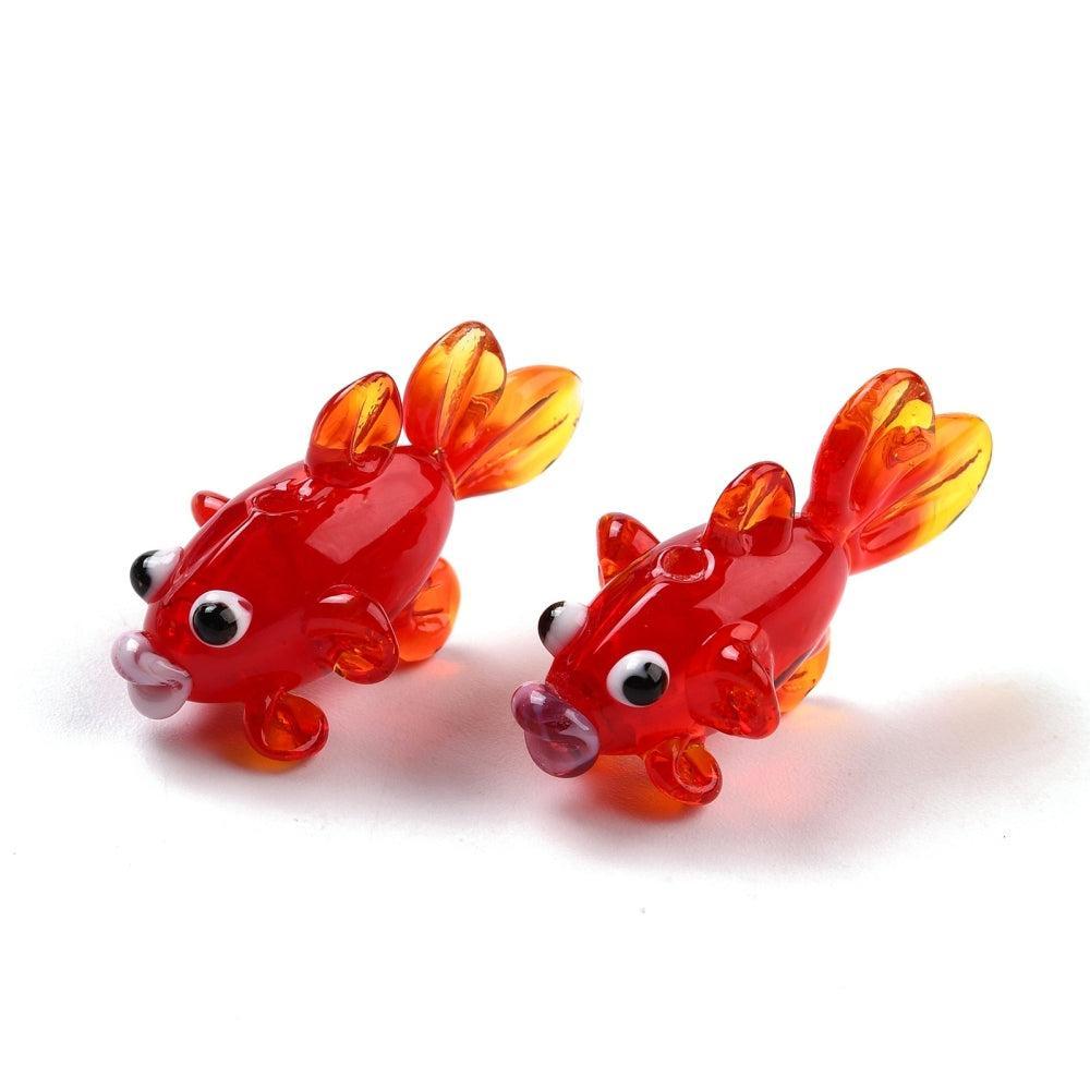 Kraal lampwork goudvis rood 30mm- per stuk-bedels-Kraaltjes van Renate