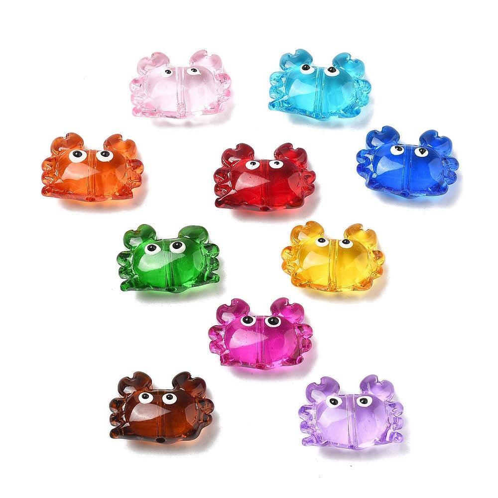 Kraal lampwork krab gekleurd 15mm- per stuk-bedels-Kraaltjes van Renate