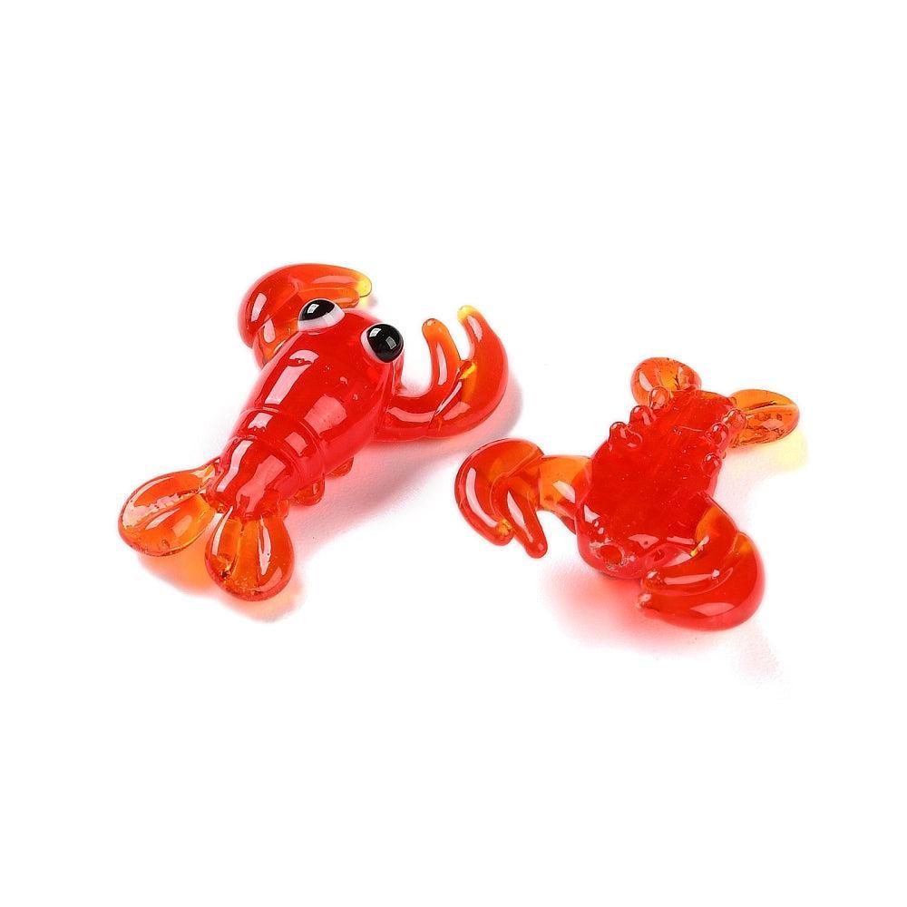 Kraal lampwork kreeft rood 30mm- per stuk-bedels-Kraaltjes van Renate