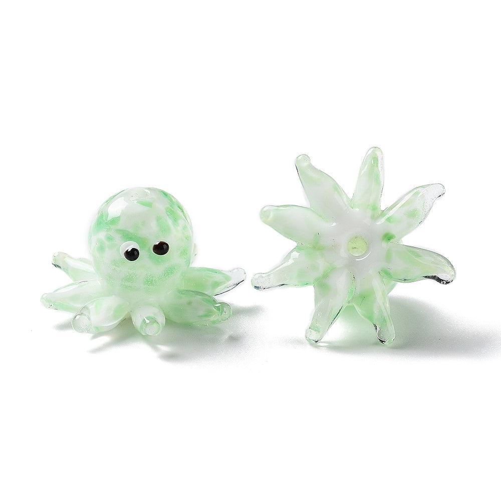 Kraal lampwork octopus groen 15mm- per stuk-bedels-Kraaltjes van Renate