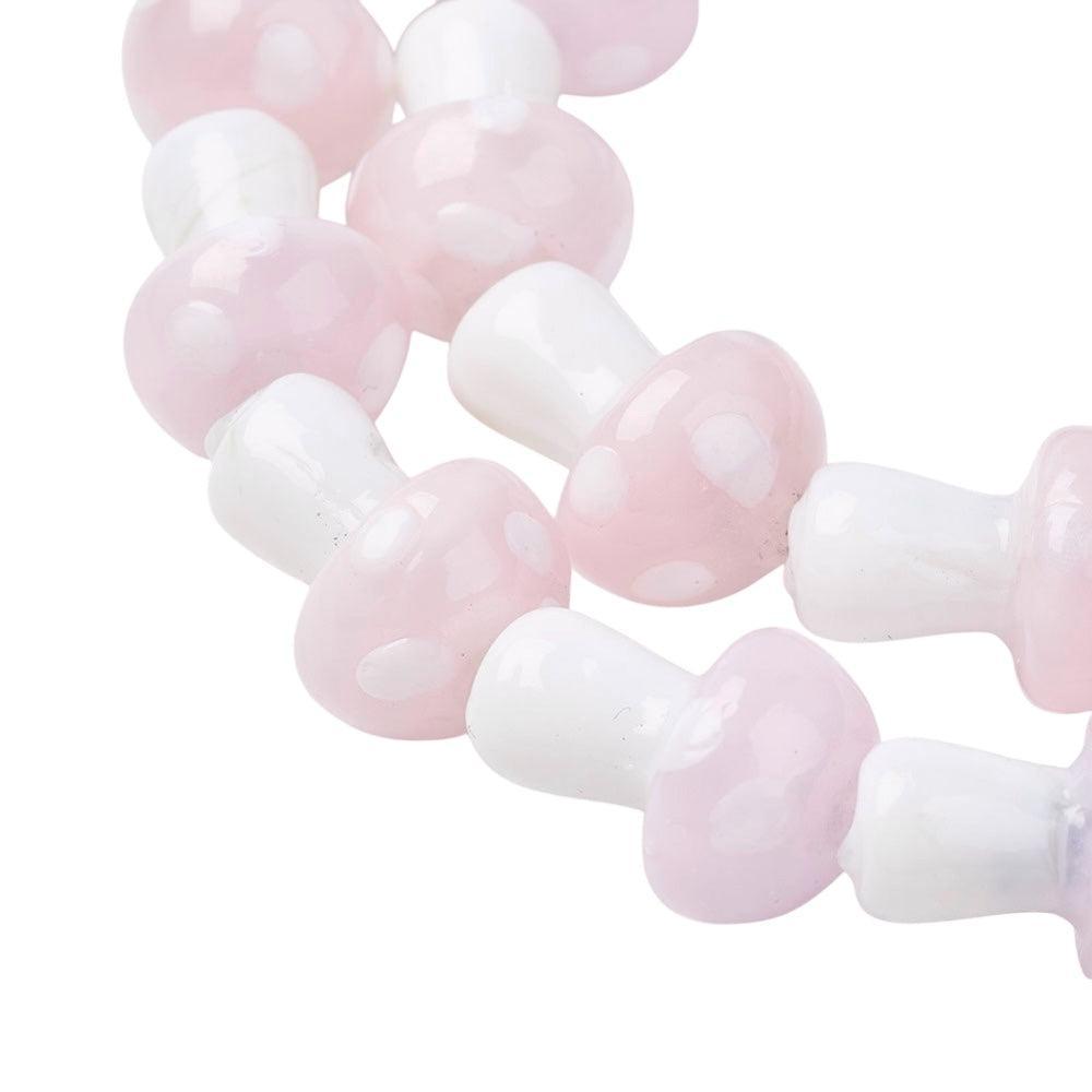 Kraal lampwork paddestoel roze 13,5mm- per stuk-bedels-Kraaltjes van Renate