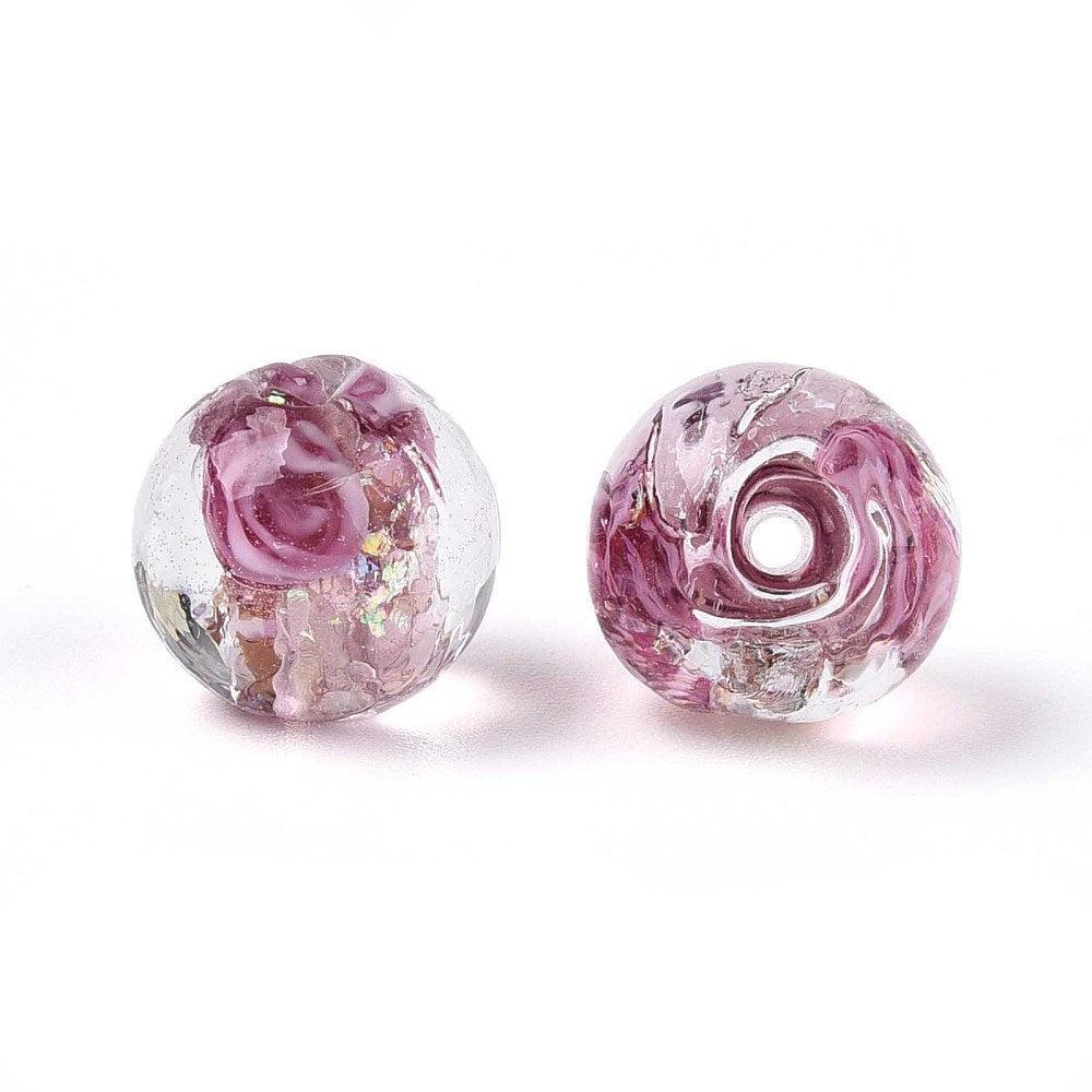 Kraal lampwork violet red 10mm- per stuk-Kralen-Kraaltjes van Renate