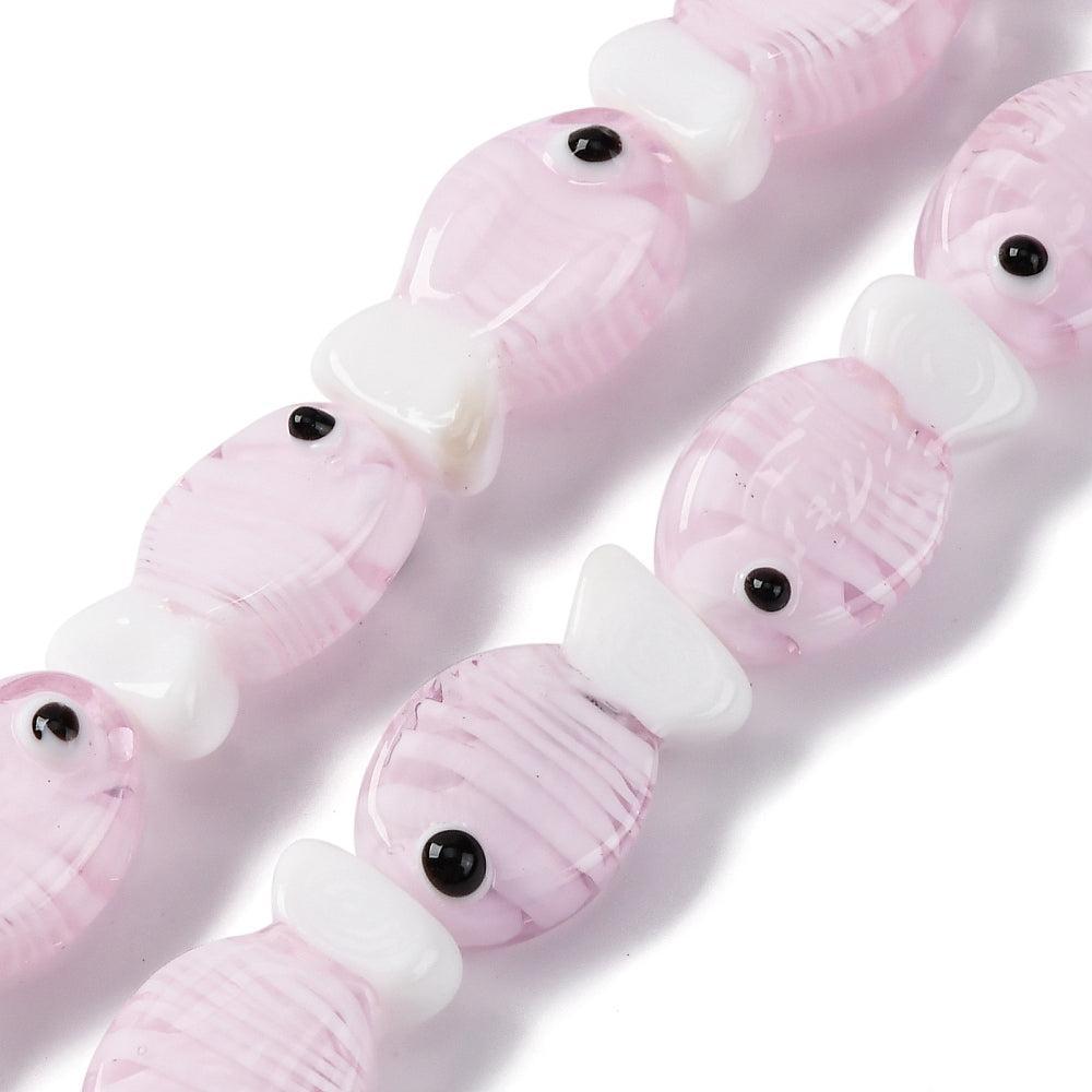 Kraal lampwork vis roze 20mm- per stuk-bedels-Kraaltjes van Renate