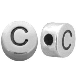 Kraal letter 'C' Ø2mm Zilver DQ 7mm-Kraaltjes van Renate