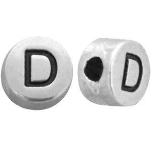Kraal letter 'D' Ø2mm Zilver DQ 7mm-Kraaltjes van Renate