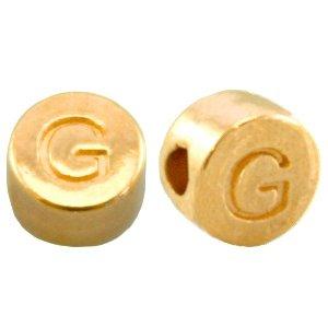 Kraal letter 'G' Ø2mm Goud DQ 7mm-Kraaltjes van Renate