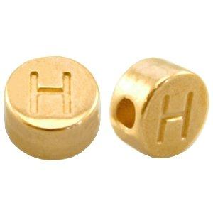 Kraal letter 'H' Ø2mm Goud DQ 7mm-Kraaltjes van Renate
