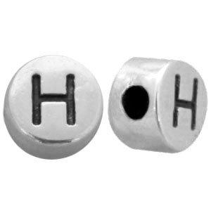 Kraal letter 'H' Ø2mm Zilver DQ 7mm-Kraaltjes van Renate