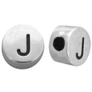 Kraal letter 'J' Ø2mm Zilver DQ 7mm-Kraaltjes van Renate