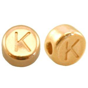 Kraal letter 'K' Ø2mm Goud DQ 7mm-Kraaltjes van Renate
