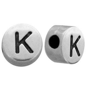 Kraal letter &#39;K&#39; Ø2mm Zilver DQ 7mm-Kraaltjes van Renate