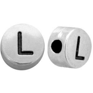 Kraal letter 'L' Ø2mm Zilver DQ 7mm-Kraaltjes van Renate