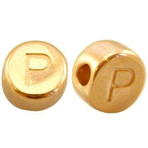 Kraal letter 'P' Ø2mm Goud DQ 7mm-Kraaltjes van Renate