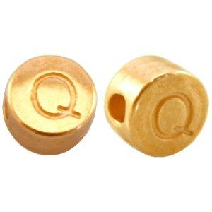 Kraal letter 'Q' Ø2mm Goud DQ 7mm-Kraaltjes van Renate