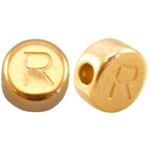 Kraal letter 'R' Ø2mm Goud DQ 7mm-Kraaltjes van Renate