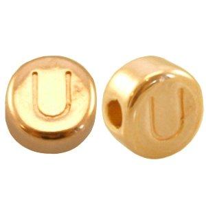 Kraal letter 'U' Ø2mm Goud DQ 7mm-Kraaltjes van Renate