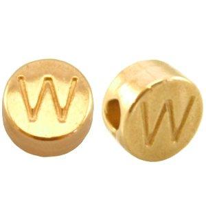 Kraal letter 'W' Ø2mm Goud DQ 7mm-Kraaltjes van Renate