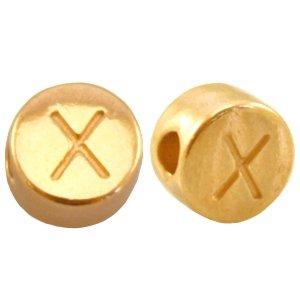 Kraal letter 'X' Ø2mm Goud DQ 7mm-Kraaltjes van Renate