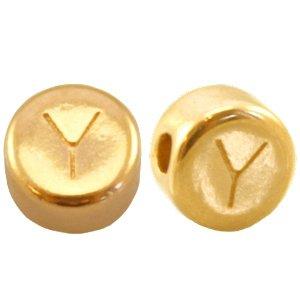 Kraal letter 'Y' Ø2mm Goud DQ 7mm-Kraaltjes van Renate