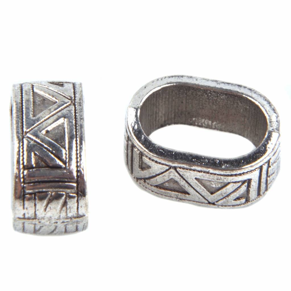 Kraal met groot gat Driehoek Ø10x6mm Zilver 13x10mm - 3 stuks-Kraaltjes van Renate