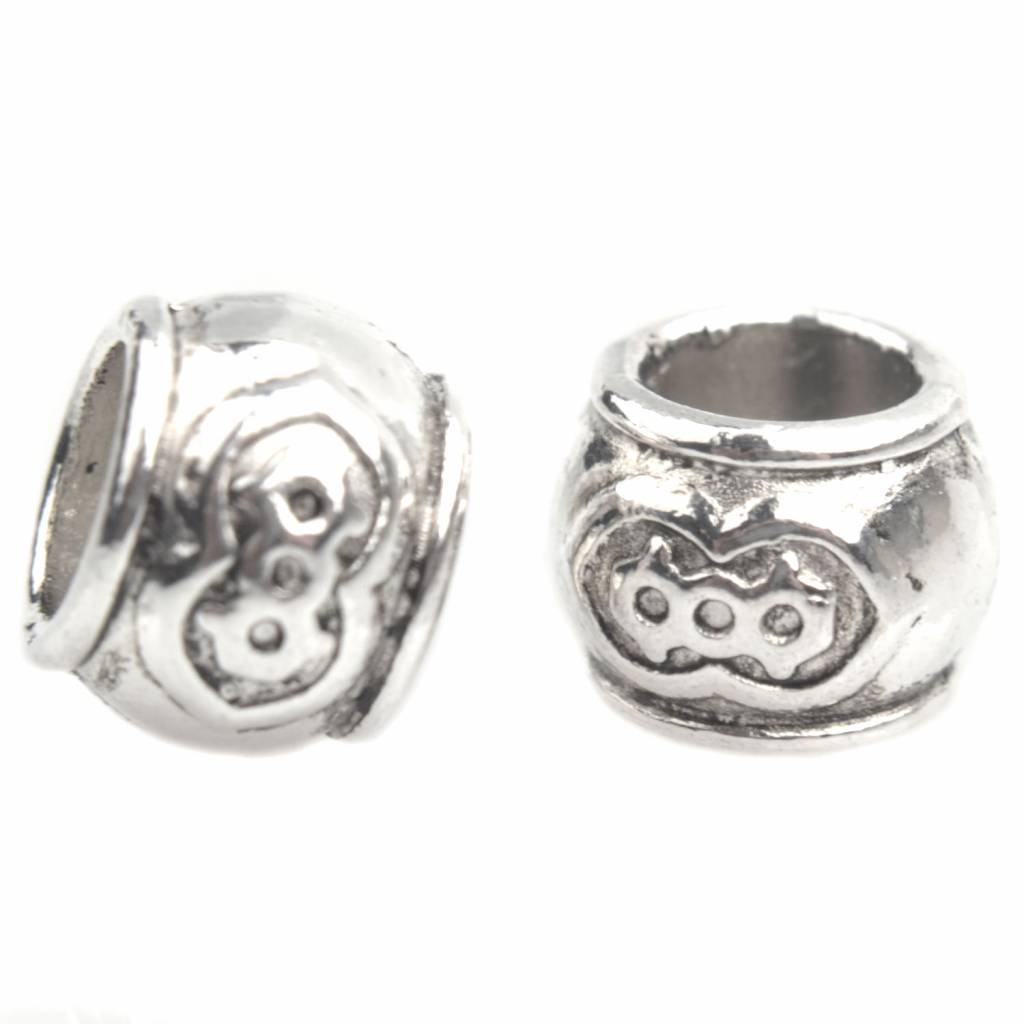 Kraal met groot gat Ø6mm Zilver 10x10mm - 5 stuks-Kraaltjes van Renate