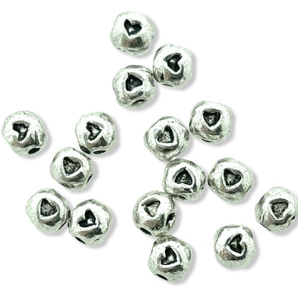 Kraal met hartje zilver 5x4mm - 6 stuks-Kraaltjes van Renate