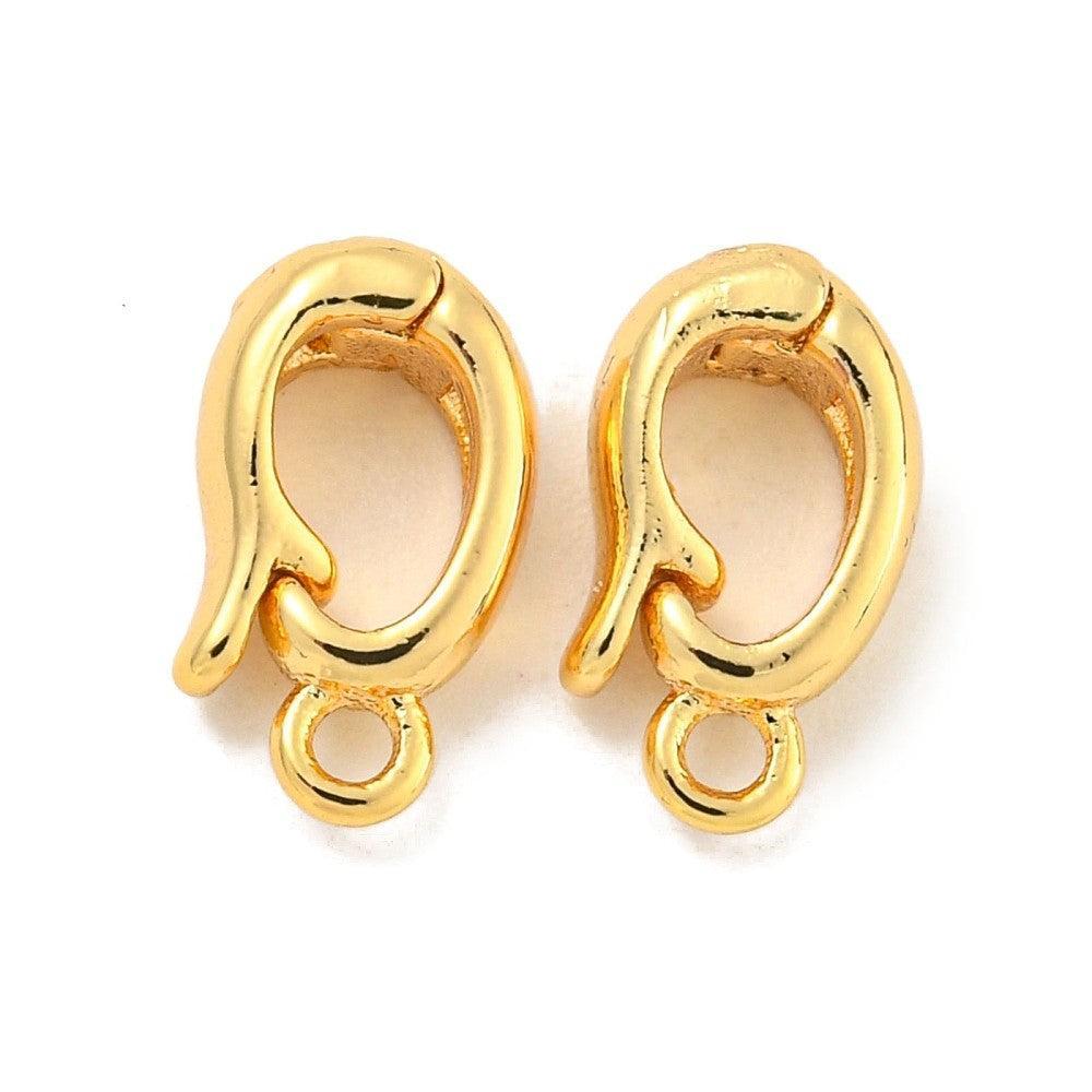 Kraal met oog Clip brass 18K Gold plated 10mm - per stuk-sluitingen-Kraaltjes van Renate