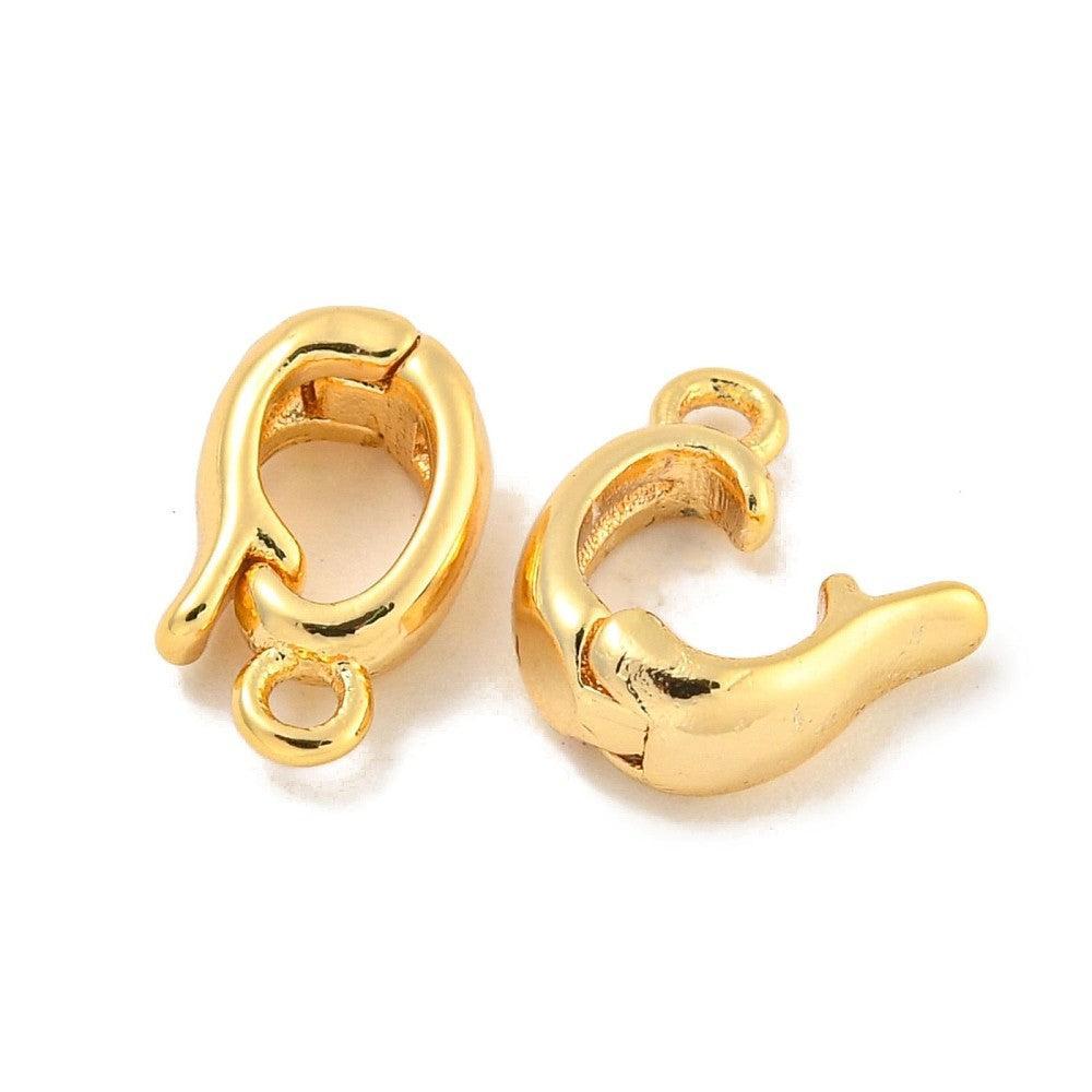 Kraal met oog Clip brass 18K Gold plated 10mm - per stuk-sluitingen-Kraaltjes van Renate