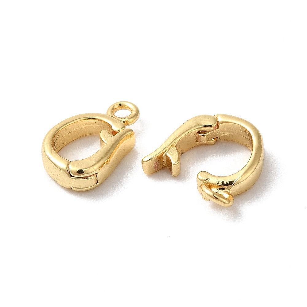 Kraal met oog Clip brass 18K Gold plated 11mm - per stuk-sluitingen-Kraaltjes van Renate