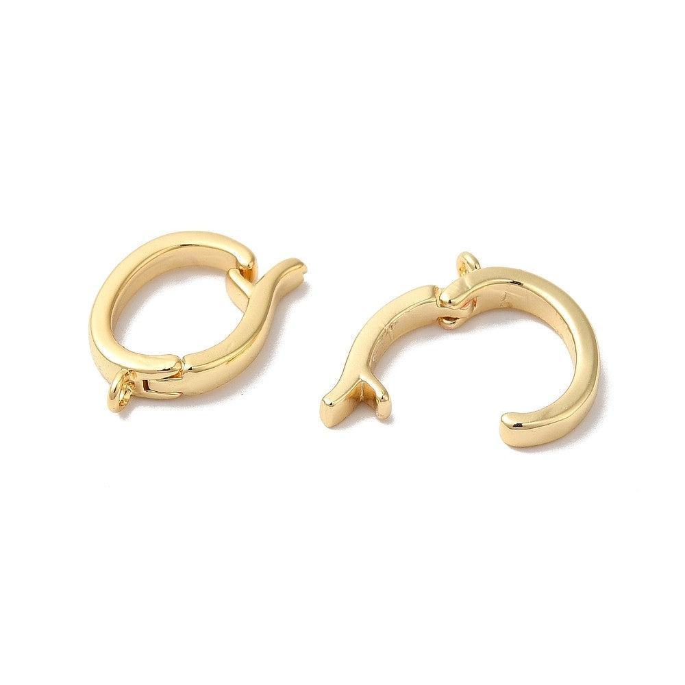 Kraal met oog Clip brass 18K Gold plated 15mm - per stuk-sluitingen-Kraaltjes van Renate