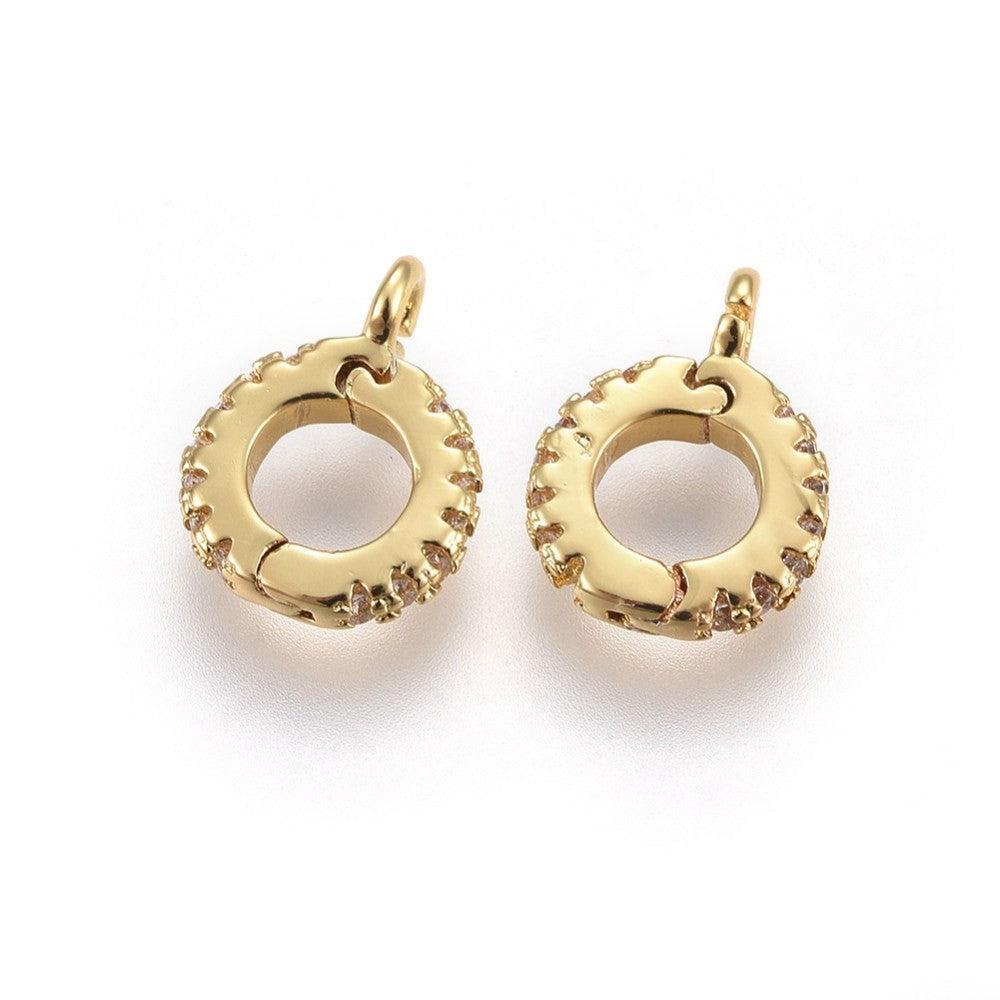 Kraal met oog Clip zirconia / brass 18k Goud Verguld 12mm - per stuk-sluitingen-Kraaltjes van Renate