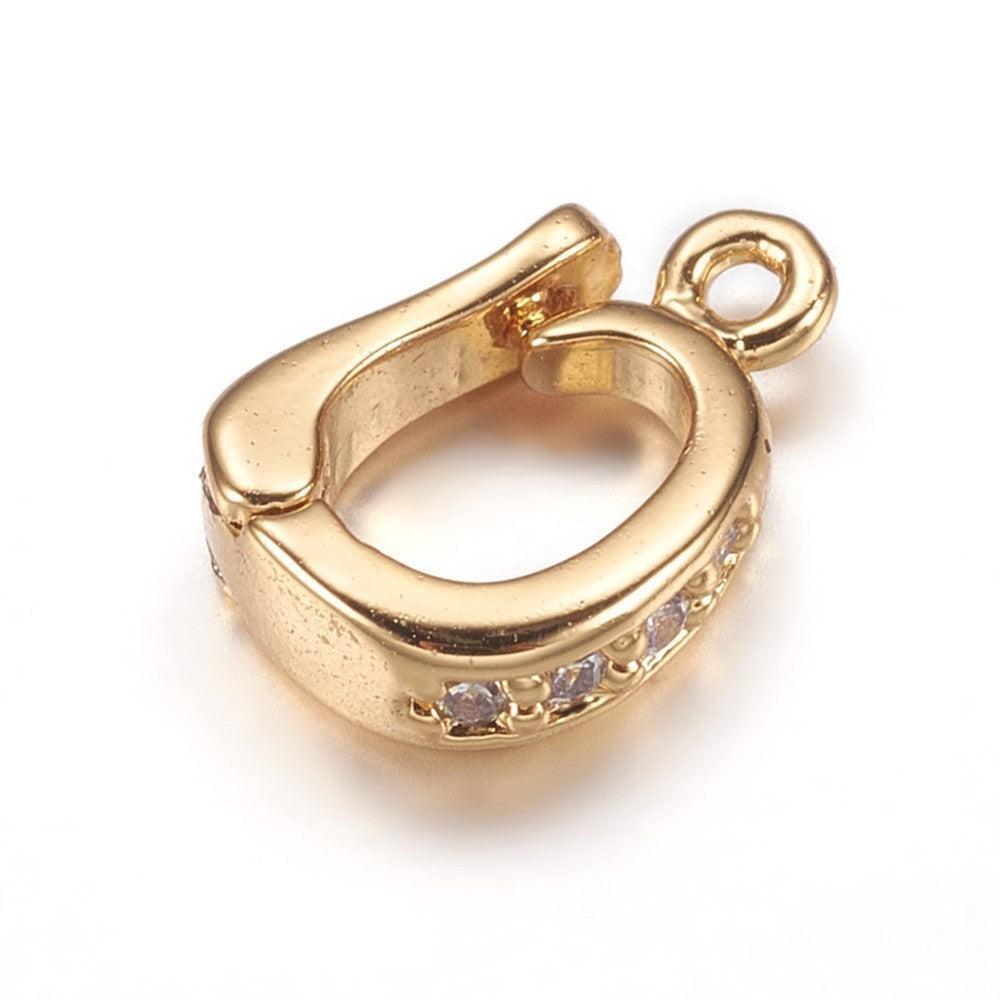 Kraal met oog Clip zirconia / brass Goud 10mm - per stuk-sluitingen-Kraaltjes van Renate