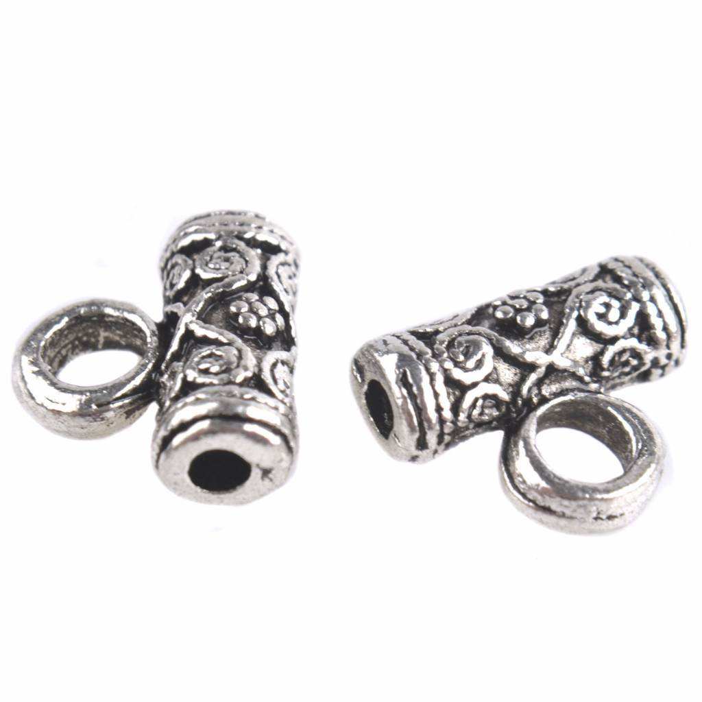 Kraal met oog Ø2.5mm Zilver 13x5mm - 6 stuks-Kraaltjes van Renate