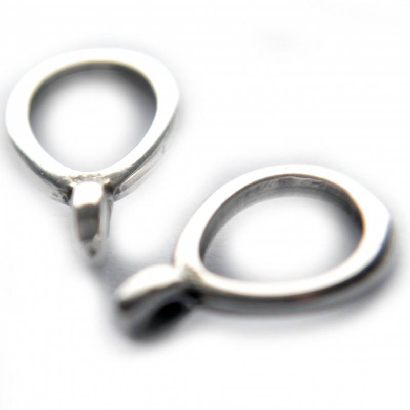 Kraal met oog druppel groot metaal zilver DQ 10x16mm-Kraaltjes van Renate