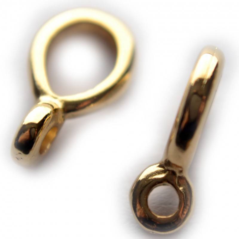 Kraal met oog druppel klein metaal goud DQ 7x13mm-Kraaltjes van Renate