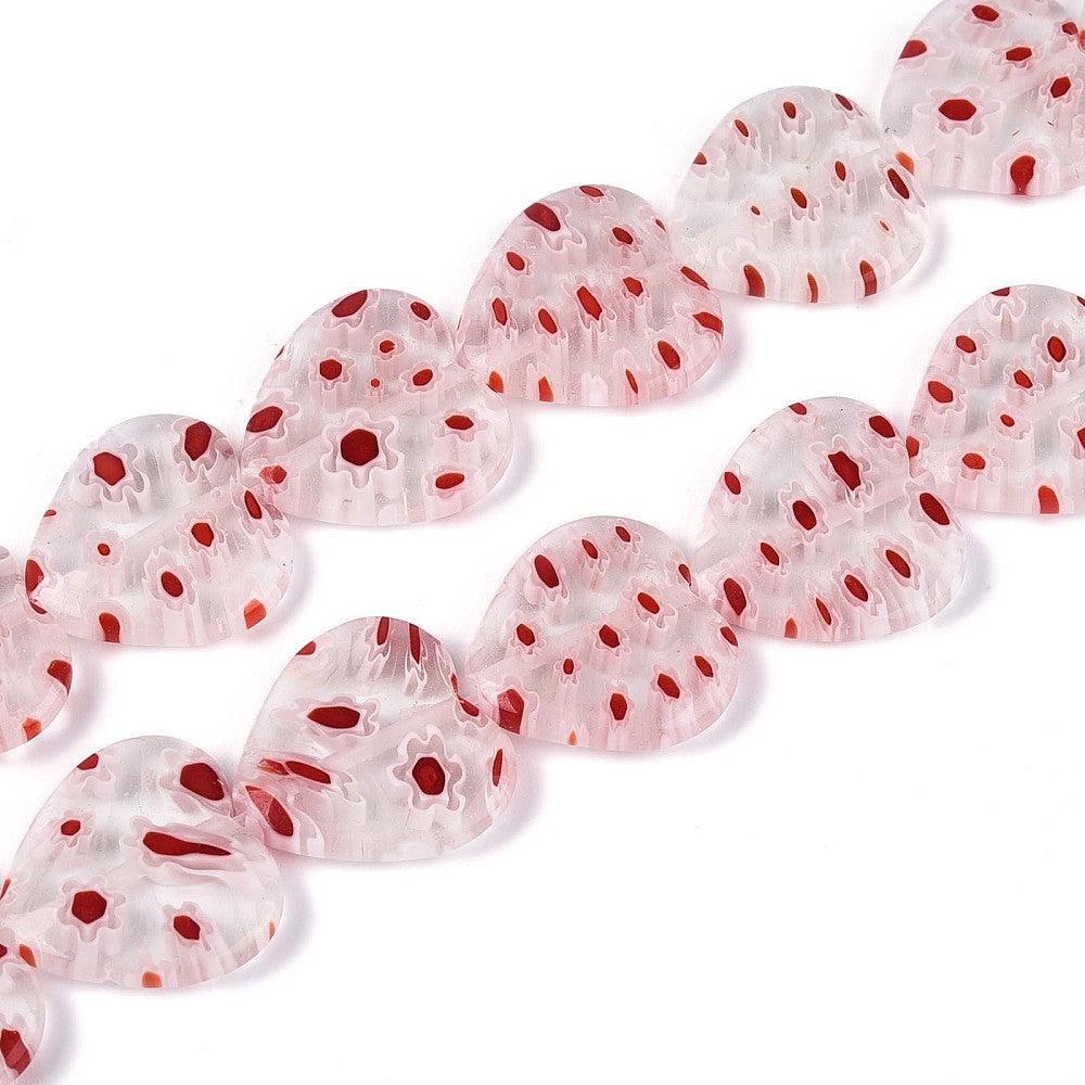 Kraal millefiori hart gebloemd 18mm - per stuk-Kralen-Kraaltjes van Renate
