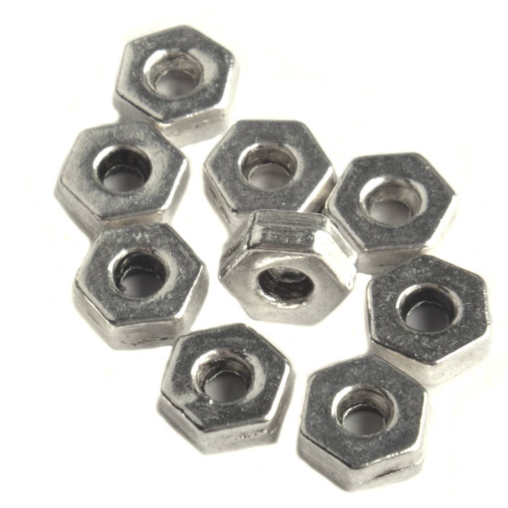 Kraal moer hexagon Zilver 6x2mm - 15 stuks-Kraaltjes van Renate