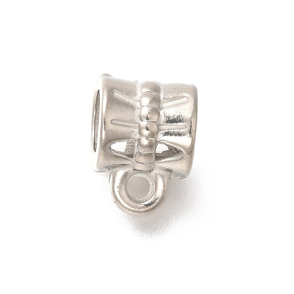 Kraal motief met oogje RVS zilver 10x8mm-bedels-Kraaltjes van Renate