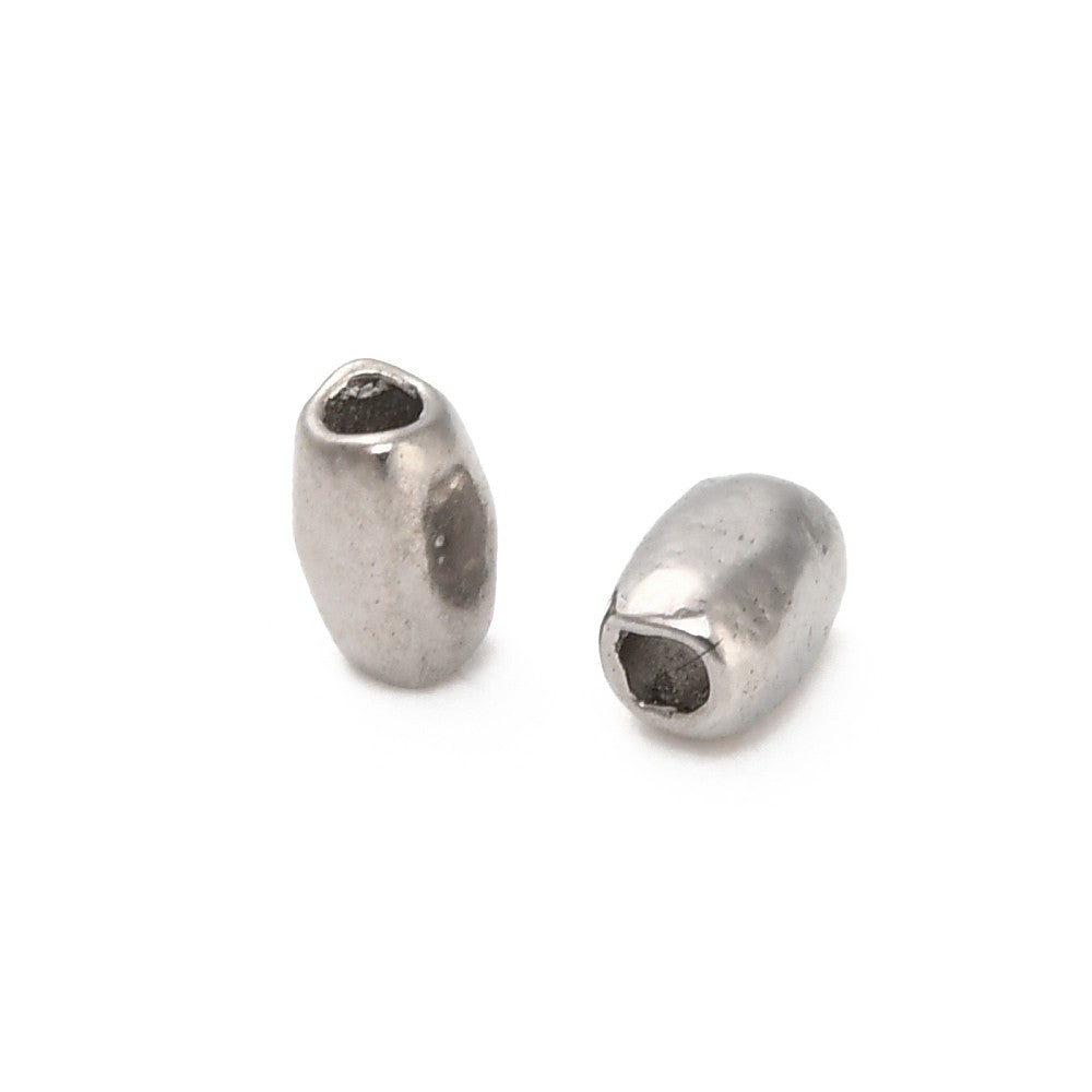 Kraal ovaal RVS Zilver 3x2mm - per stuk-Kralen-Kraaltjes van Renate