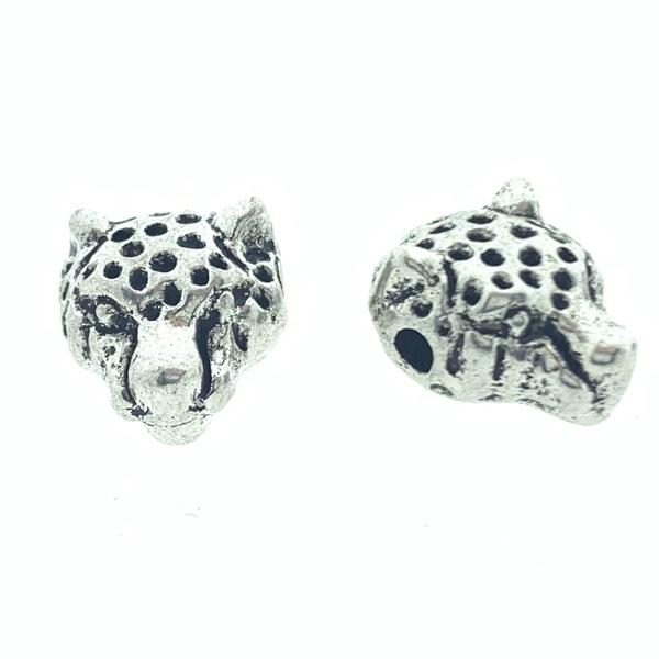 Kraal panter Zilver 10,5x13mm-Kraaltjes van Renate