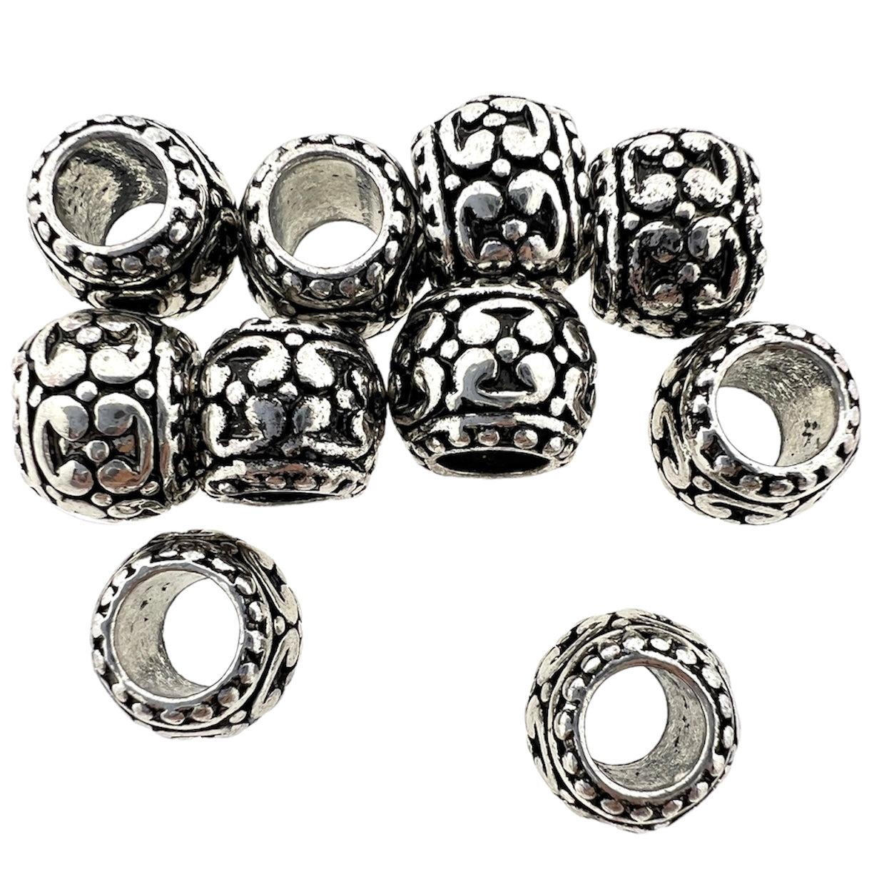 Kraal patroon zilver 10mm- per 10-bedels-Kraaltjes van Renate