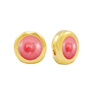 Kraal pearl coral pink-goud DQ 8mm-Kraaltjes van Renate