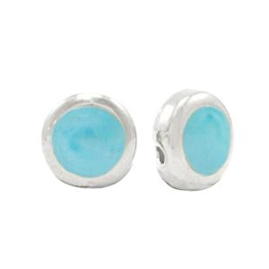 Kraal pearl turquoise blue-zilver DQ 8mm-Kraaltjes van Renate
