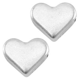 Kraal plat hart Zilver DQ 6mm-Kraaltjes van Renate